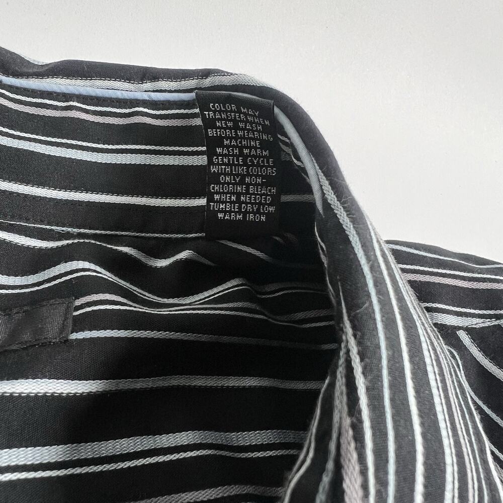 Alfani‎ Striped Collared Button-Front Long Sleeve 100% Cotton Black/White L - Picture 8 of 8